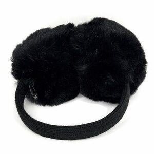 AEROSOLES Faux Fur Black Plush Earmuffs